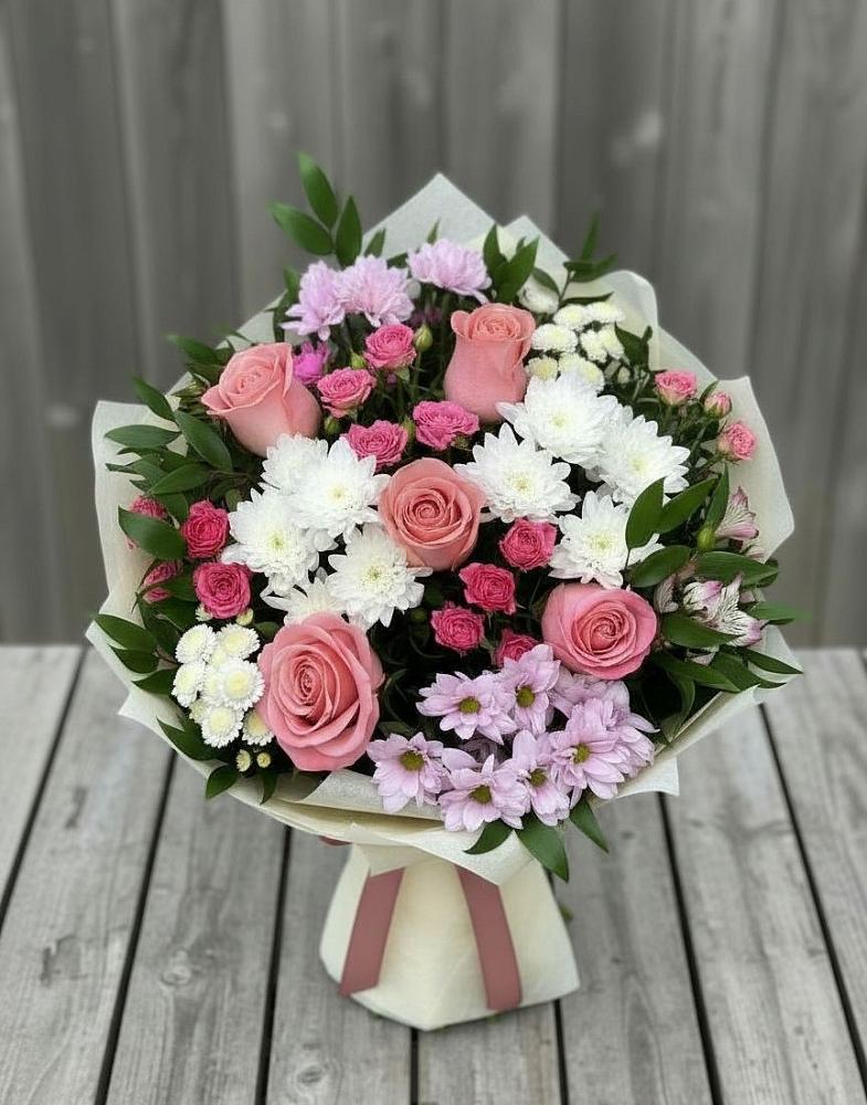 Букет цветов из: Альстромерии, Гвоздики, Розы и Хризантемы в Йошкар-Оле