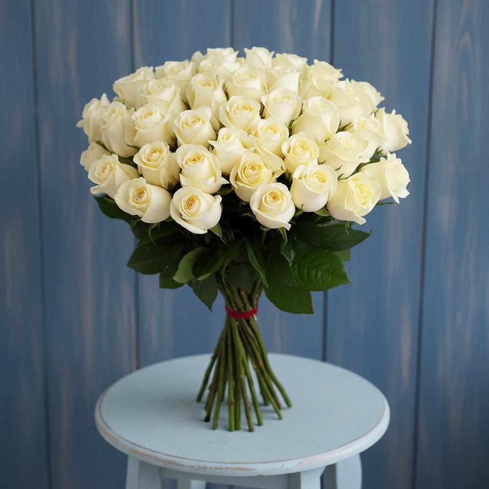 Букет 51 Белая роза Эдлесс Лав в Йошкар-Оле