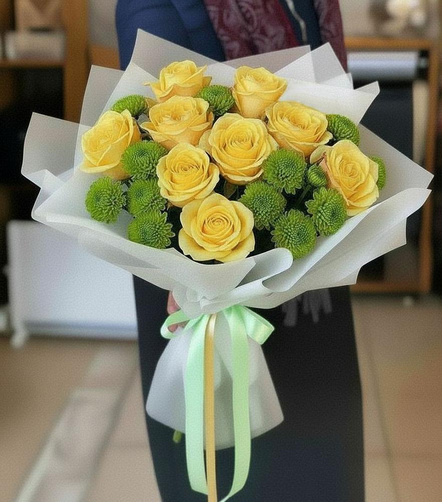 Букет цветов из: Хризантемы и Розы в Йошкар-Оле