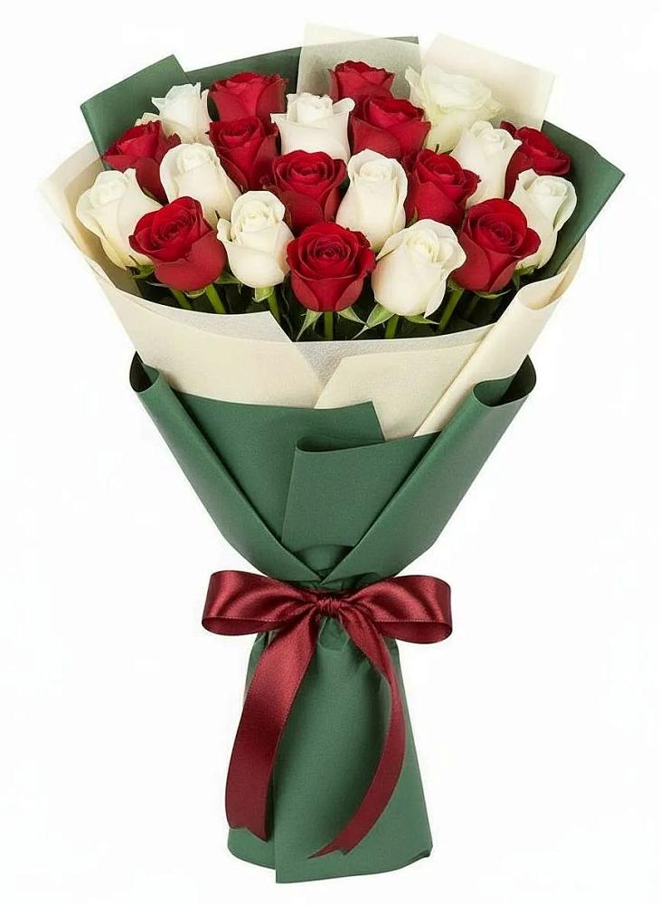 Букет Микс из красных и белых роз в Йошкар-Оле