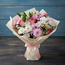 Букет цветов из:  Хризантемы, Альстромерии и Розы в Йошкар-Оле