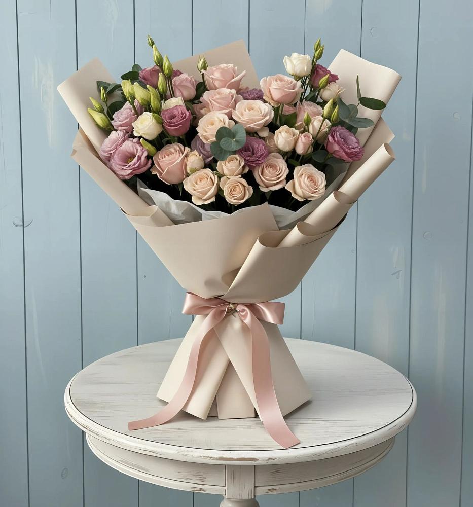 Букет цветов из: Розы и Лизиантусы в Йошкар-Оле