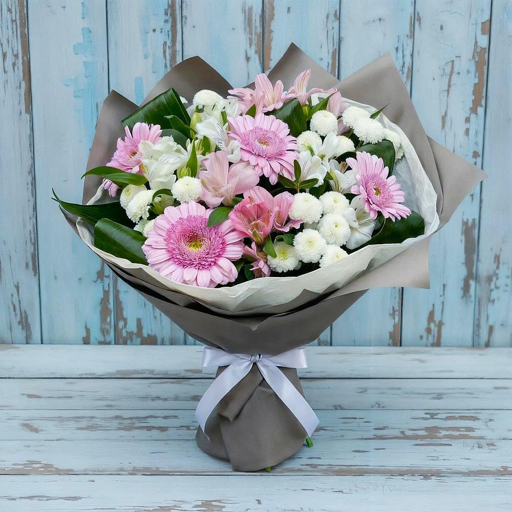 Букет цветов из: Герберы, Альстромерии и Хризантемы в Йошкар-Оле