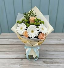 Букет цветов из:  Герберы, Розы и Хризантемы в Йошкар-Оле