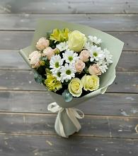 Букет цветов из:  Альстромерии, Розы и Хризантемы в Йошкар-Оле