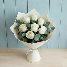 Букет Белые розы в Эвкалипте #REPLACE_PRED# Йошкар-Оле